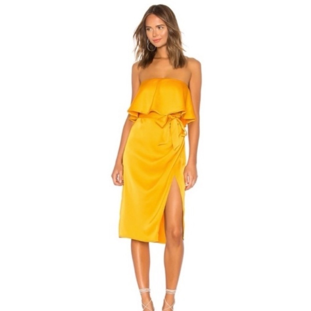 LOVERS + FRIENDS Violet Strapless Midi Dress in Marigold